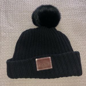 Love Your Melon Black Beanie with Detachable Pom